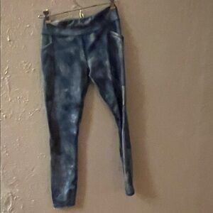 Logo Athletic Blue Tie-Dye Kids Leggings